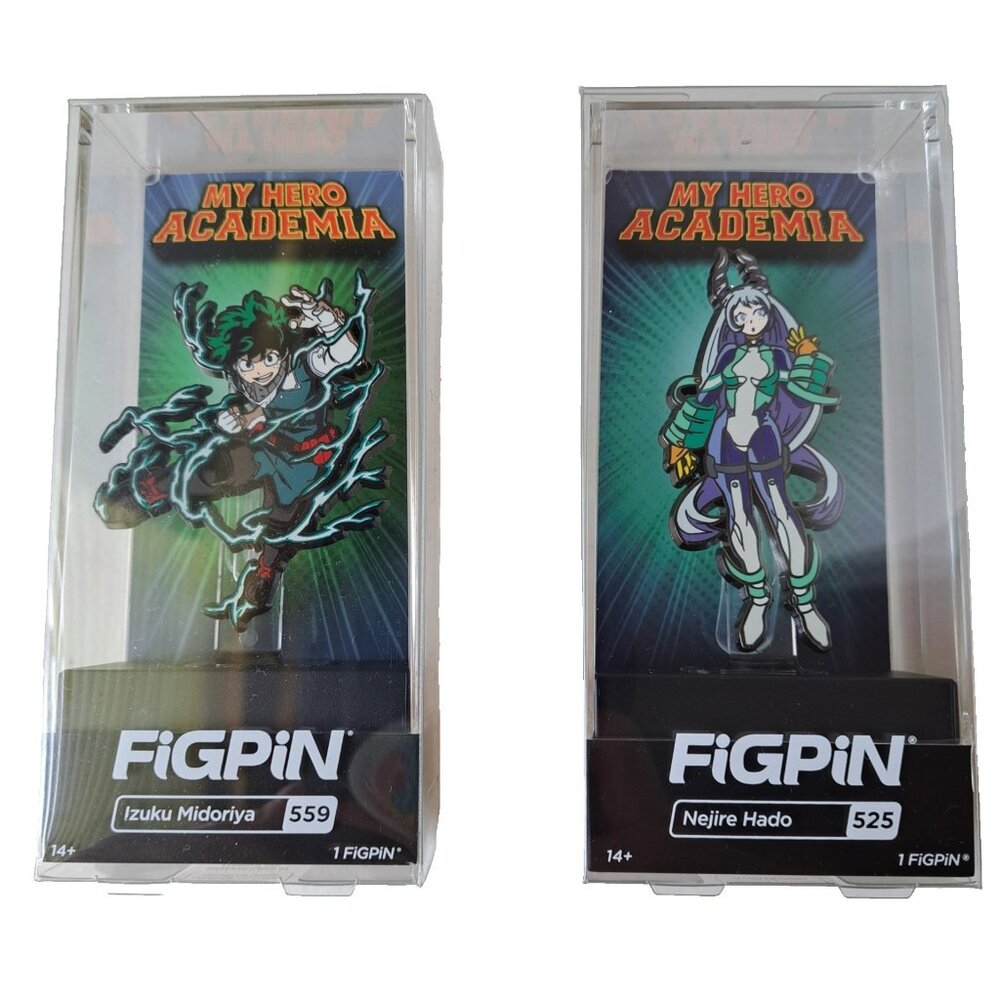 Lot of‎ 2 FiGPiN Enamel Pins Nejire #525 Izuku #559 My Hero Academia Sealed Case